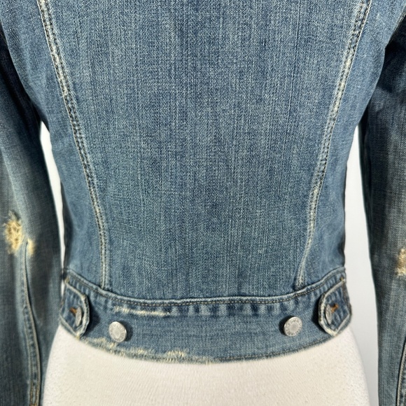 Vintage Abercrombie & Fitch Stone Washed Distressed Cropped Denim Y2K Jacket S - Picture 12 of 15
